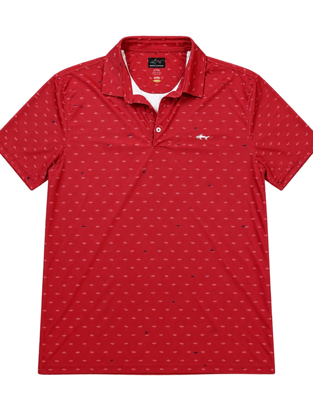 Greg Norman Collection Red Short-Sleeve Polo with Micro Print
